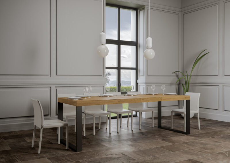 Tavolo allungabile 180/284x90 cm Tecno Premium quercia natura gambe antracite - immagine 3