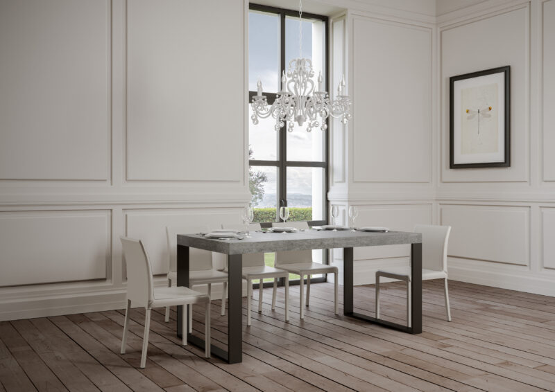 Tavolo allungabile 200/460x90 cm Tecno Premium cemento gambe antracite - immagine 2