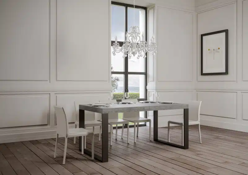 Tavolo allungabile 140/400x90 cm Tecno cemento gambe antracite - foto 2