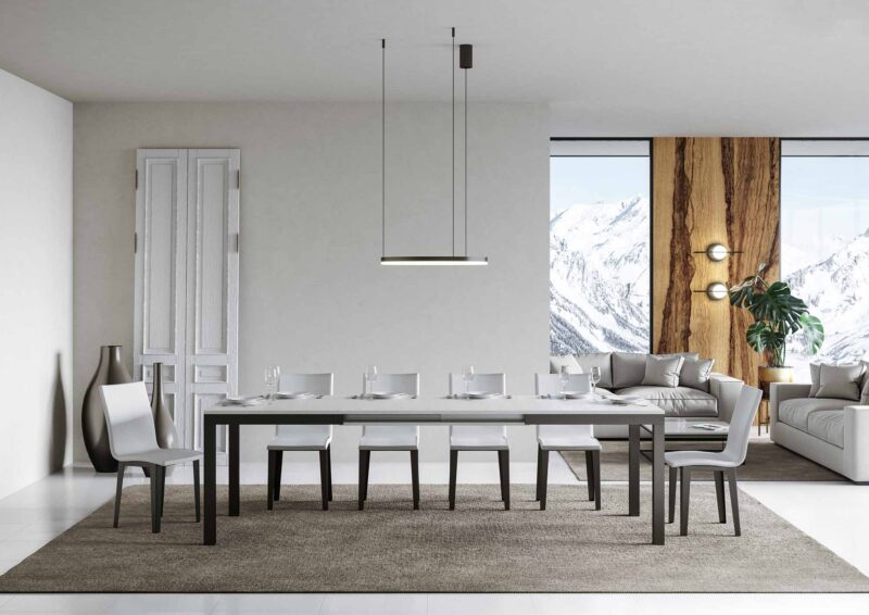 Tavolo allungabile 120/380x90 cm Everyday Evolution bianco frassino telaio e gambe antracite - immagine 3