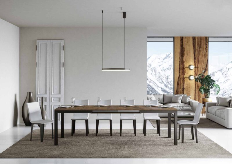 Tavolo allungabile 120/380x90 cm Everyday Evolution noce telaio e gambe antracite - immagine 3