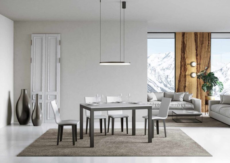 Tavolo allungabile 120/380x90 cm Everyday Evolution bianco frassino telaio e gambe antracite - immagine 2