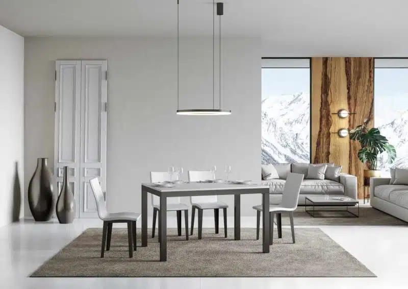 Tavolo allungabile 120/224x90 cm Everyday Evolution bianco frassino telaio e gambe antracite - foto 2