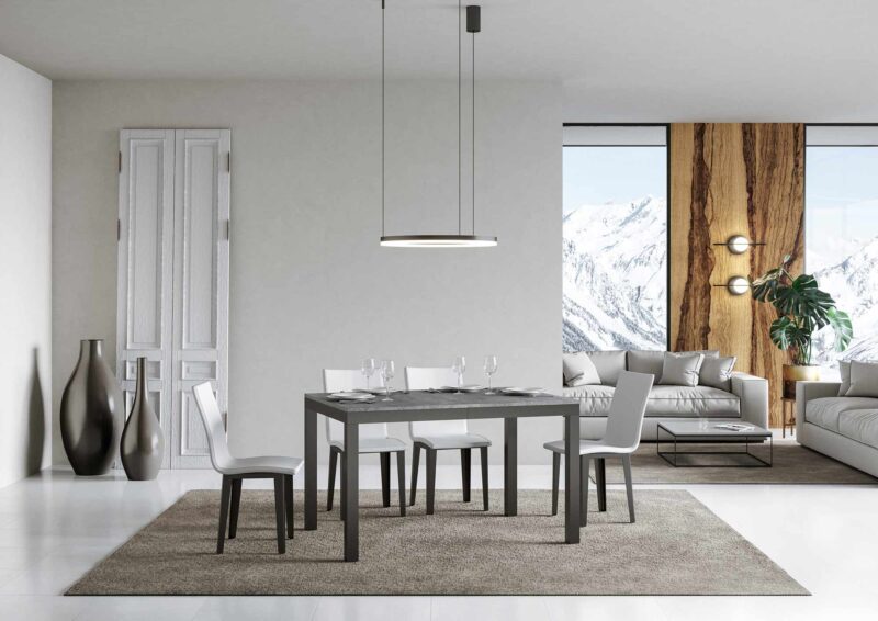 Tavolo allungabile 120/380x90 cm Everyday Evolution cemento telaio e gambe antracite - immagine 2