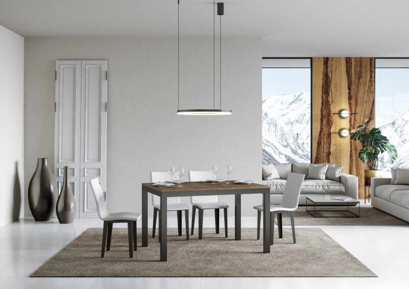 Tavolo allungabile 120/380x90 cm Everyday Evolution noce telaio e gambe antracite - immagine 2