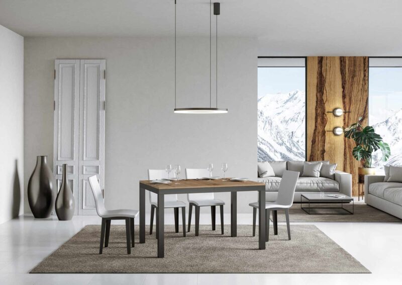 Tavolo allungabile 120/380x90 cm Everyday Evolution quercia natura telaio e gambe antracite - immagine 2