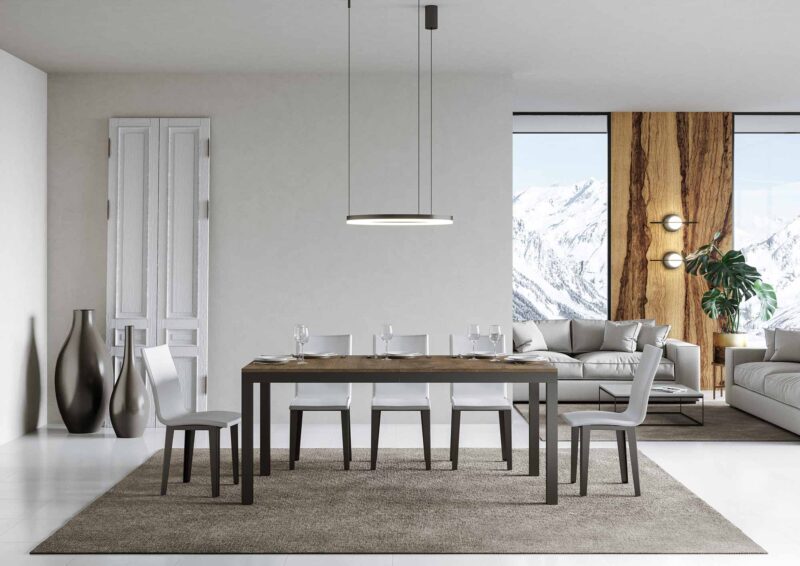 Tavolo allungabile 180/284x90 cm Everyday Evolution noce telaio e gambe antracite - immagine 2