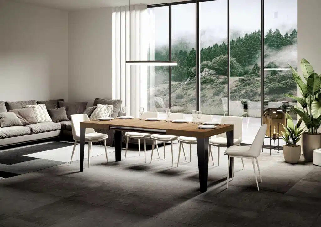 Tavolo allungabile 120/380x90 cm Flame quercia natura gambe antracite - foto 3
