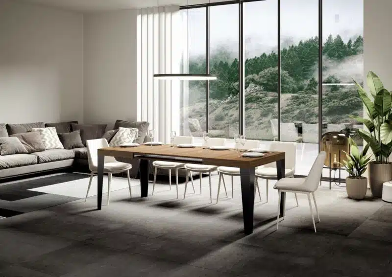 Tavolo allungabile 120/380x90 cm Flame quercia natura gambe antracite - foto 3