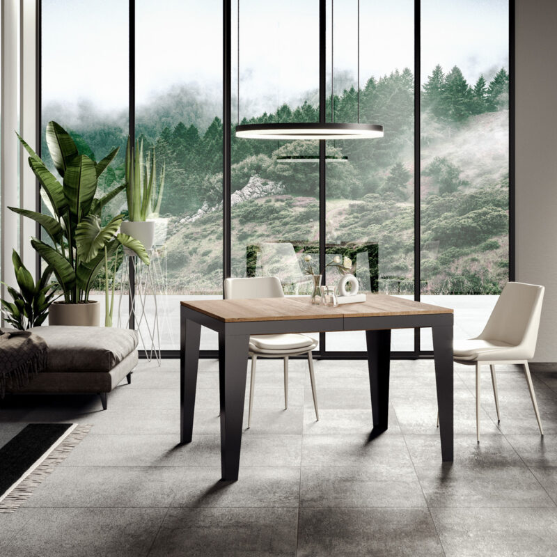 Tavolo allungabile 120/224x90 cm Flame Evolution quercia natura telaio e gambe antracite - immagine 2