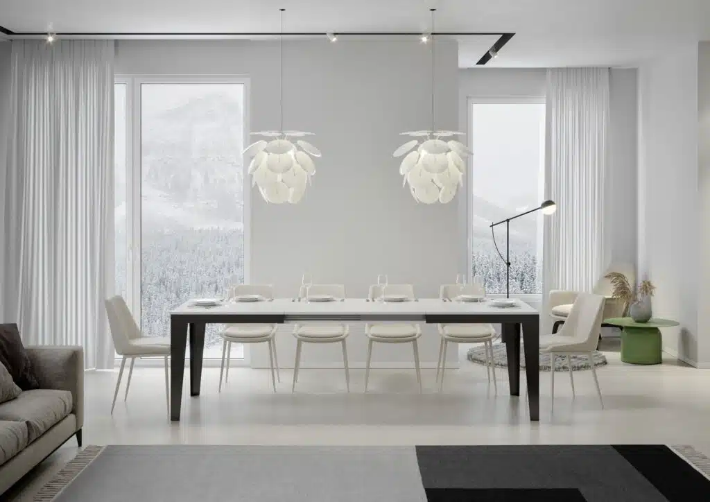 Tavolo allungabile 180/284x90 cm Flame Evolution bianco frassino telaio e gambe antracite - foto 3