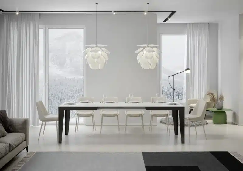 Tavolo allungabile 180/284x90 cm Flame Evolution bianco frassino telaio e gambe antracite - foto 3