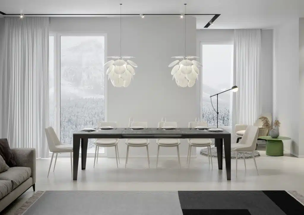Tavolo allungabile 180/284x90 cm Flame Evolution cemento telaio e gambe antracite - foto 4