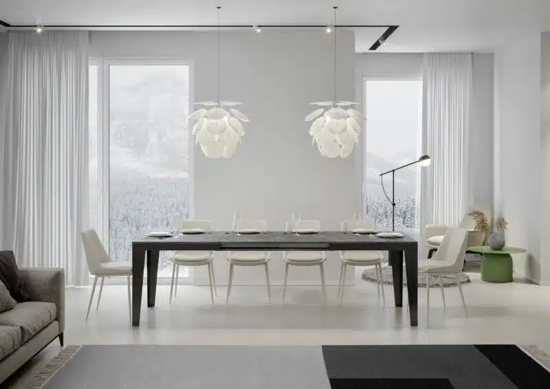 Tavolo allungabile 180/284x90 cm Flame Evolution cemento telaio e gambe antracite - foto 4
