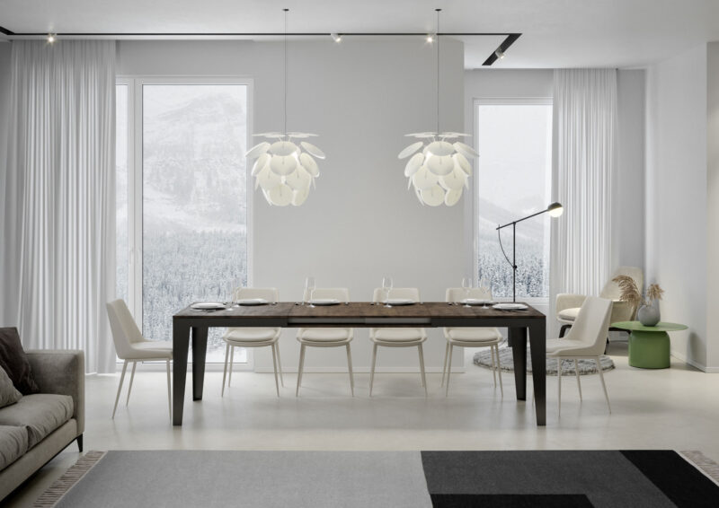 Tavolo allungabile 180/284x90 cm Flame Evolution noce telaio e gambe antracite - immagine 3