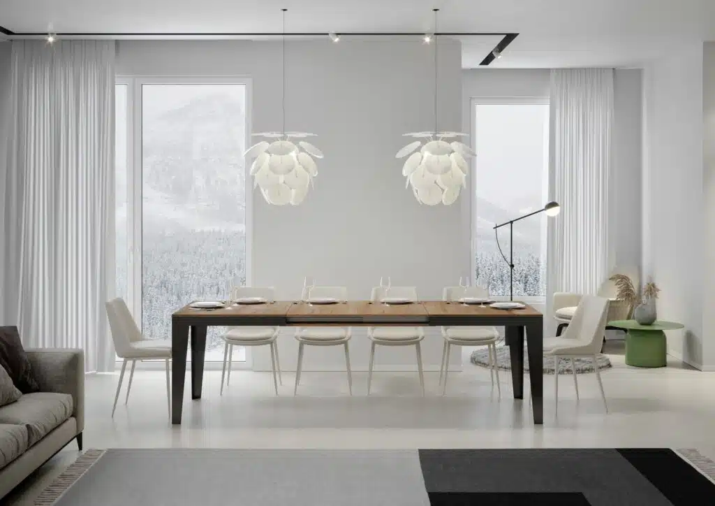 Tavolo allungabile 180/440x90 cm Flame Evolution quercia natura telaio e gambe antracite - foto 3
