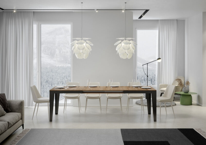 Tavolo allungabile 160/264x90 cm Flame Evolution quercia natura telaio e gambe antracite - immagine 3