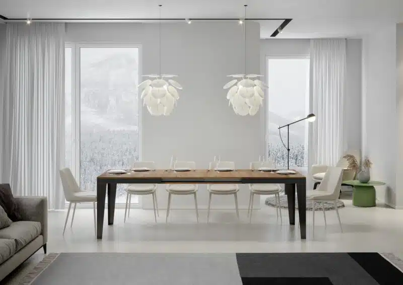 Tavolo allungabile 180/440x90 cm Flame Evolution quercia natura telaio e gambe antracite - foto 3