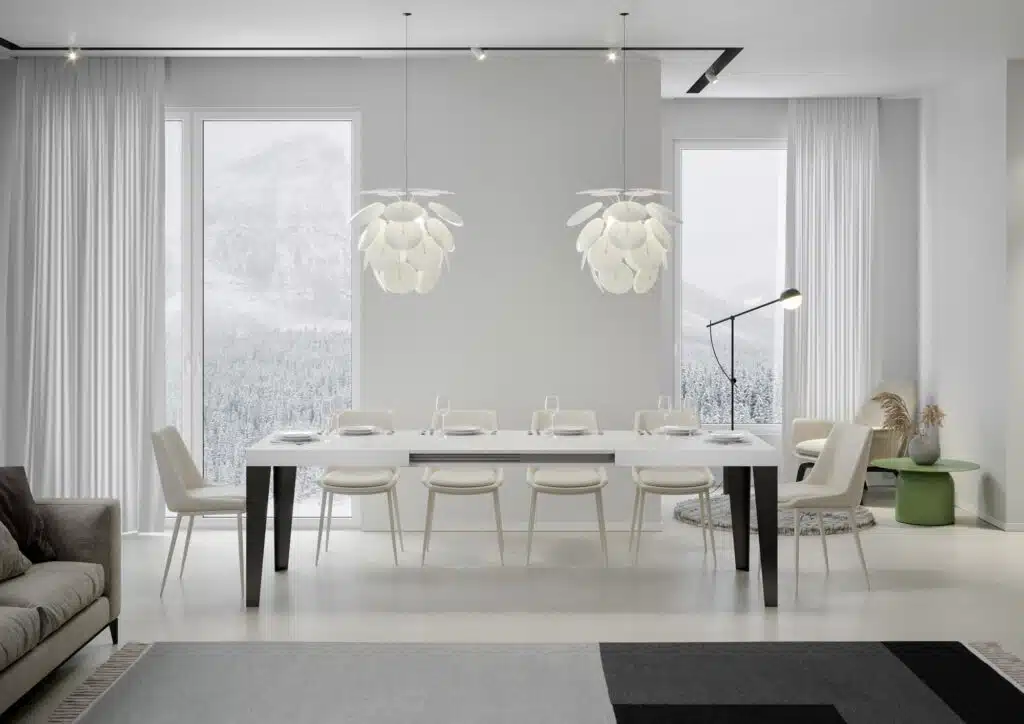 Tavolo allungabile 160/420x90 cm Flame bianco frassino gambe antracite - foto 3