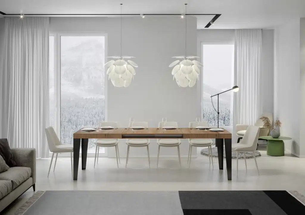 Tavolo allungabile 200/304x90 cm Flame quercia natura gambe antracite - foto 3
