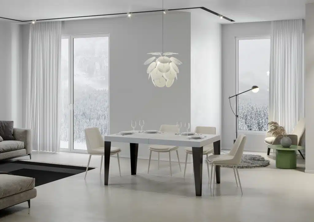 Tavolo allungabile 160/420x90 cm Flame bianco frassino gambe antracite - foto 2
