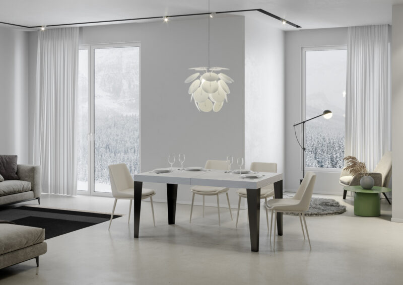 Tavolo allungabile 160/244x80 cm Flame bianco frassino gambe antracite - immagine 2