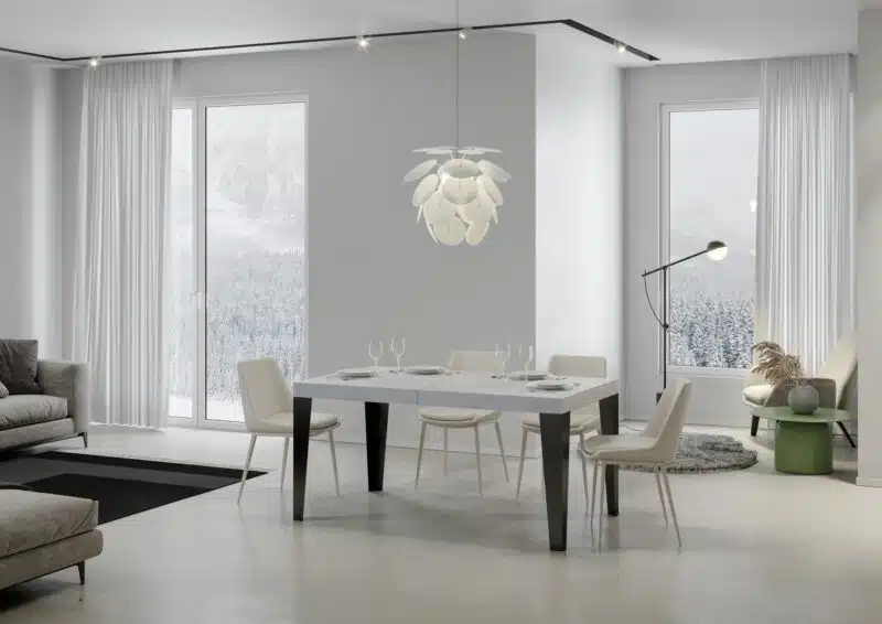 Tavolo allungabile 160/420x90 cm Flame bianco frassino gambe antracite - foto 2
