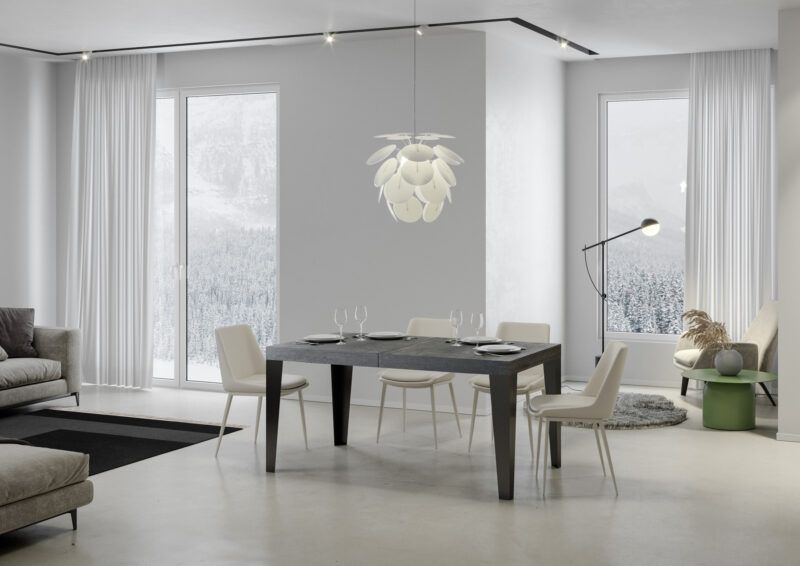 Tavolo allungabile 160/244x80 cm Flame cemento gambe antracite - immagine 2