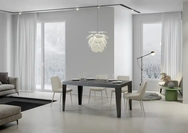 Tavolo allungabile 160/264x90 cm Flame cemento gambe antracite - foto 2