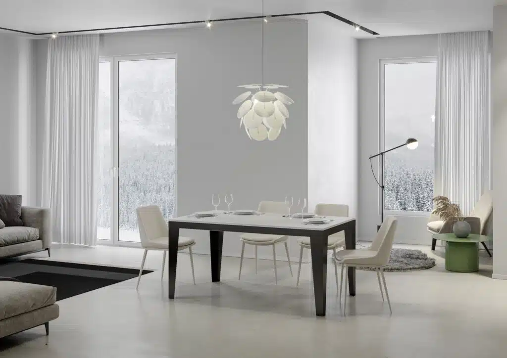 Tavolo allungabile 180/284x90 cm Flame Evolution bianco frassino telaio e gambe antracite - foto 2