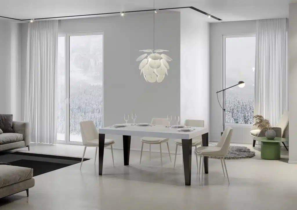 Tavolo allungabile 130/390x90 cm Flame Premium bianco frassino gambe antracite - foto 3