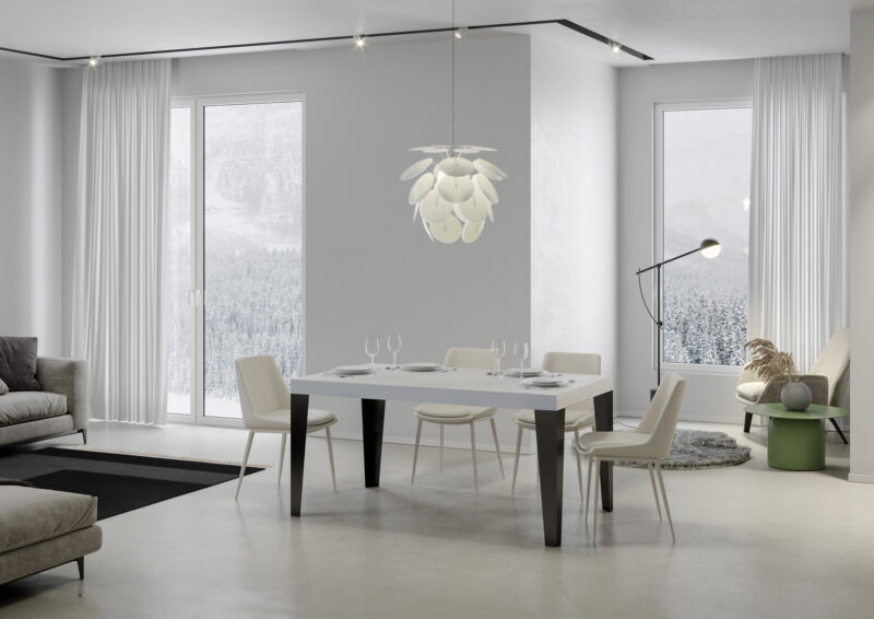 Tavolo allungabile 140/224x80cm Flame bianco frassino gambe antracite - immagine 2