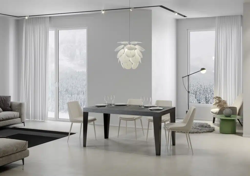 Tavolo allungabile 130/390x90 cm Flame Premium cemento gambe antracite - foto 3