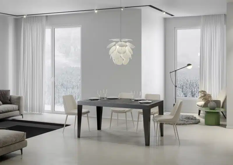 Tavolo allungabile 130/390x90 cm Flame Premium cemento gambe antracite - foto 3