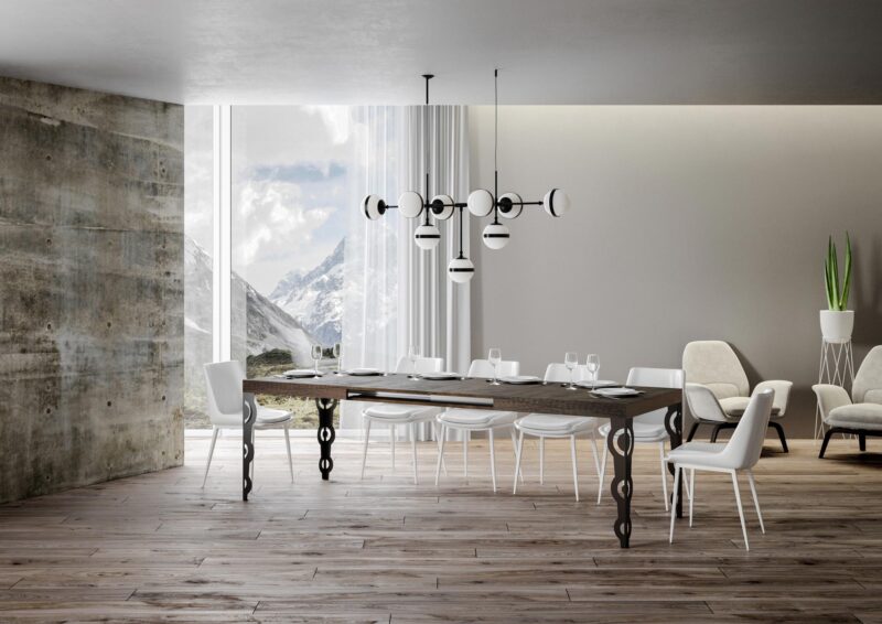 Tavolo allungabile 140/224x80cm Karamay noce gambe antracite - immagine 3