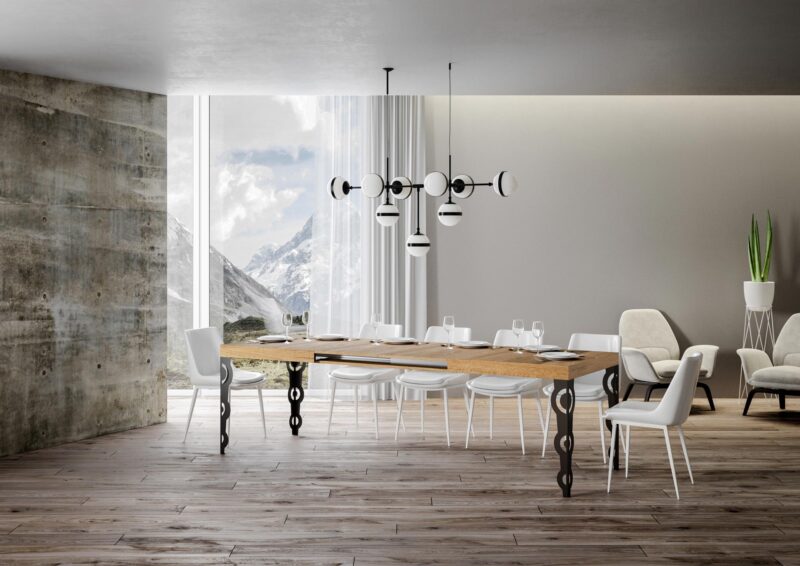 Tavolo allungabile 140/224x80cm Karamay quercia natura gambe antracite - immagine 3