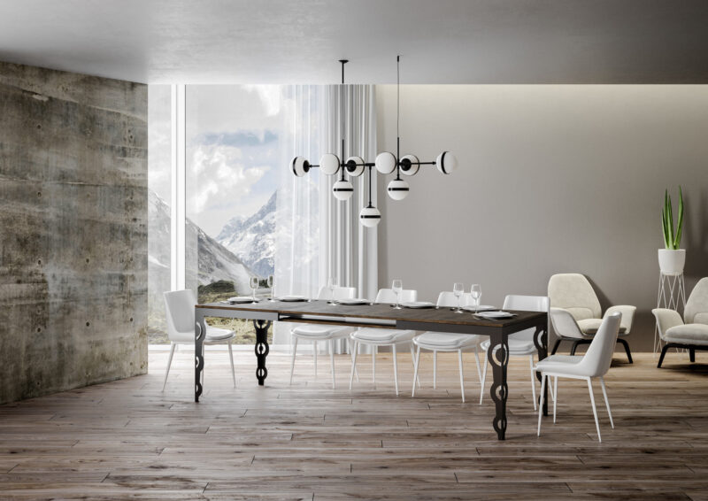 Tavolo allungabile 120/224x90 cm Karamay Evolution noce telaio e gambe antracite - immagine 3