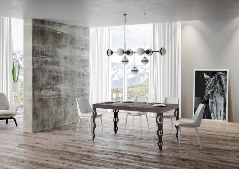 Tavolo allungabile 140/224x80cm Karamay noce gambe antracite - immagine 2