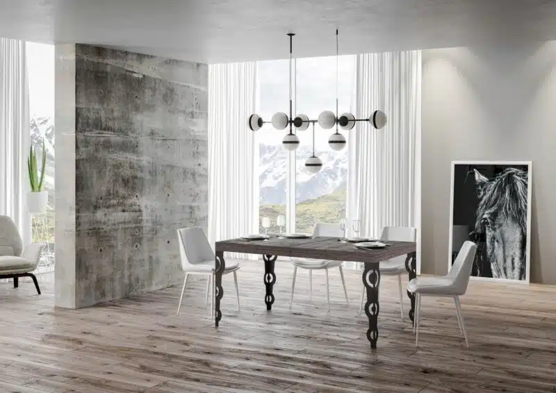 Tavolo allungabile 130/234x90 cm Karamay noce gambe antracite - foto 2