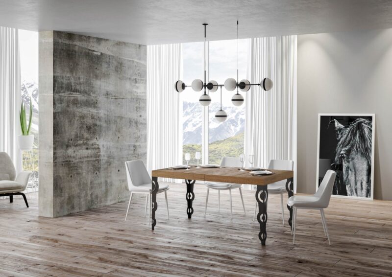 Tavolo allungabile 140/224x80cm Karamay quercia natura gambe antracite - immagine 2