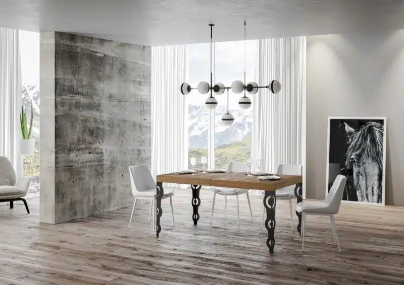 Tavolo allungabile 130/234x90 cm Karamay quercia natura gambe antracite - foto 2