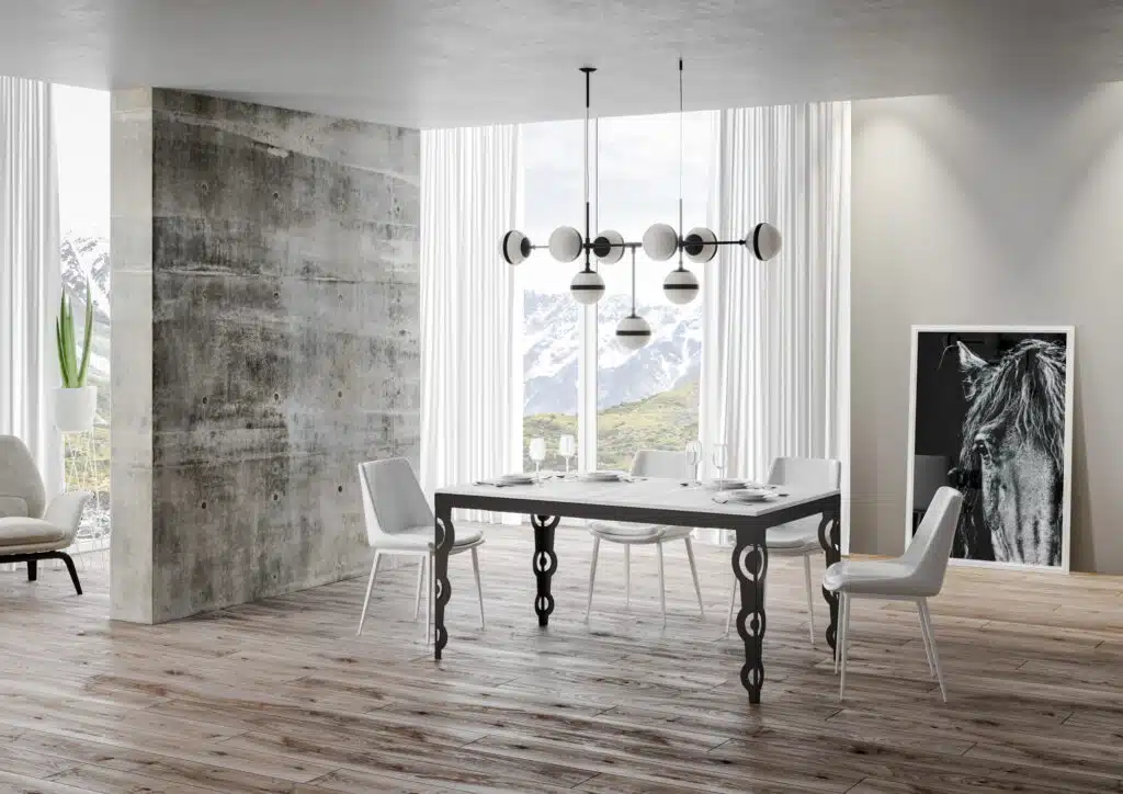 Tavolo allungabile 120/380x90 cm Karamay Evolution bianco frassino telaio e gambe antracite - foto 2
