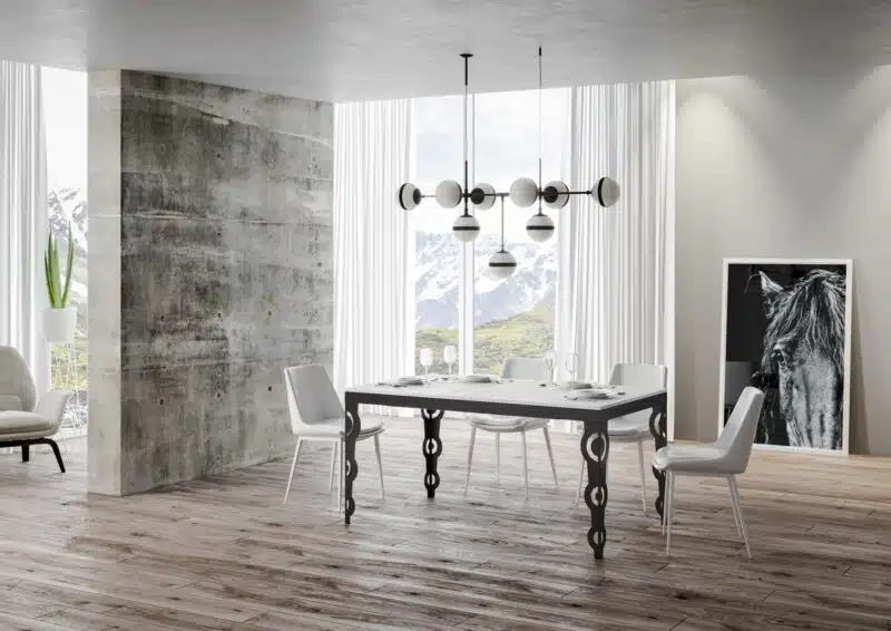 Tavolo allungabile 120/380x90 cm Karamay Evolution bianco frassino telaio e gambe antracite - foto 2