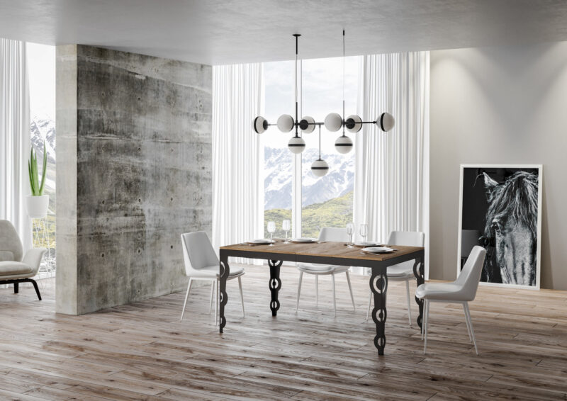 Tavolo allungabile 120/224x90 cm Karamay Evolution quercia natura telaio e gambe antracite - immagine 2