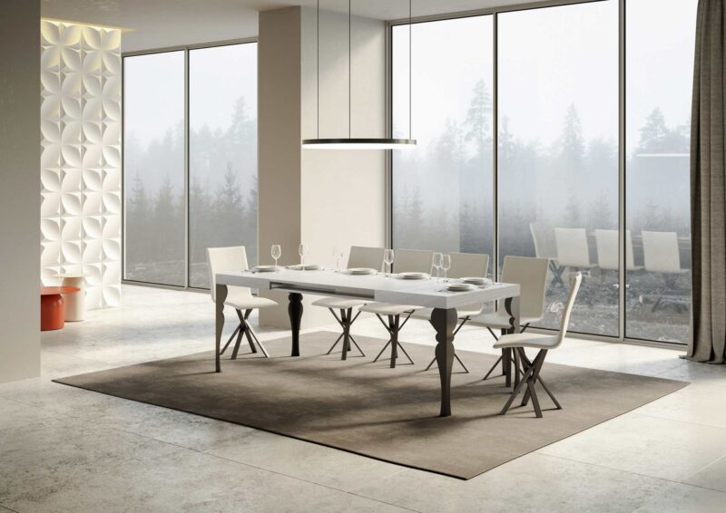 Tavolo allungabile 120/224x90 cm Paxon bianco frassino gambe antracite - immagine 3