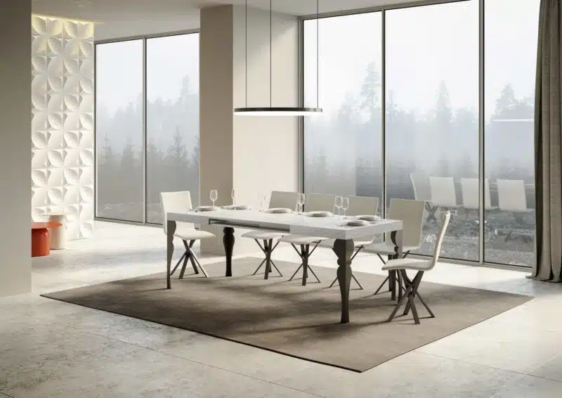 Tavolo allungabile 120/224x90 cm Paxon bianco frassino gambe antracite - foto 3