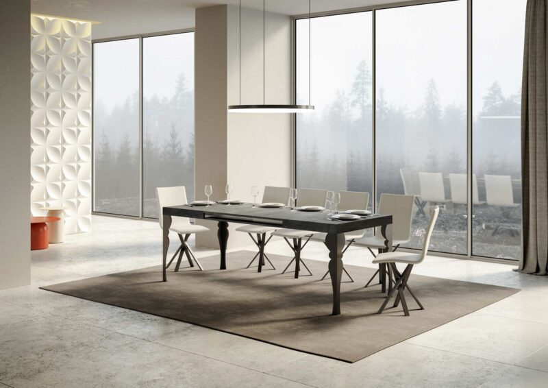 Tavolo allungabile 140/224x80cm Paxon cemento gambe antracite - immagine 3