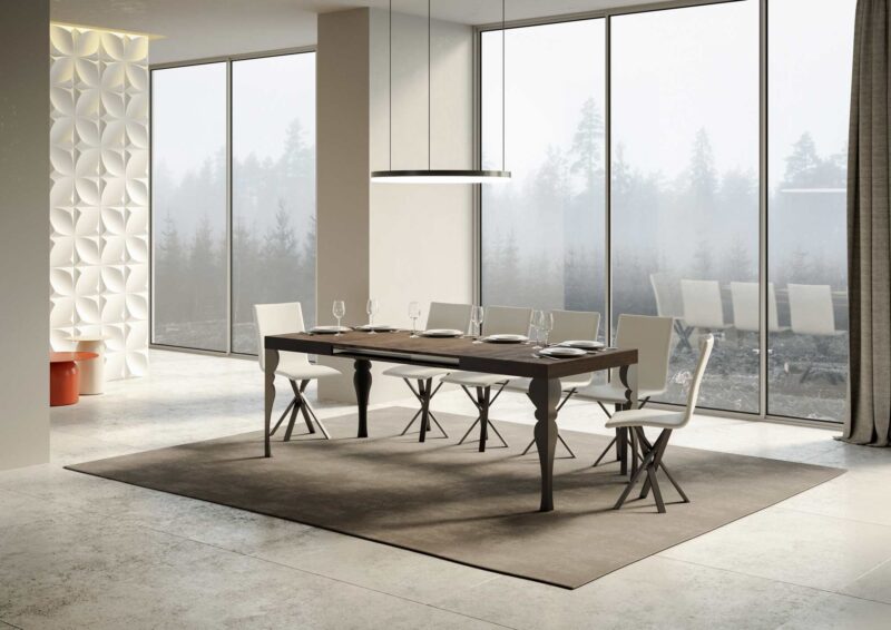 Tavolo allungabile 120/224x90 cm Paxon noce gambe antracite - immagine 3
