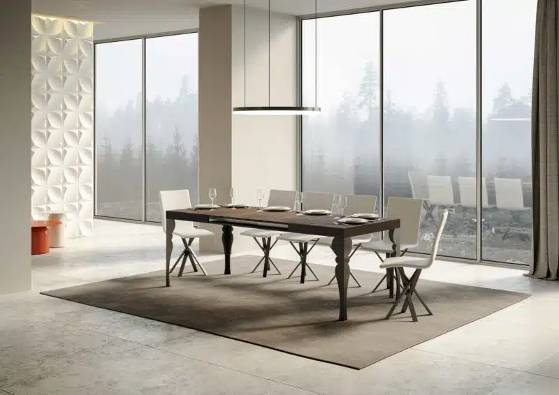 Tavolo allungabile 130/390x90 cm Paxon noce gambe antracite - foto 3
