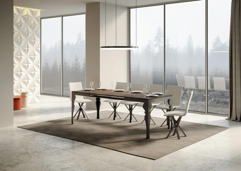 Tavolo allungabile 120/224x90 cm Paxon Evolution noce telaio e gambe antracite - immagine 3